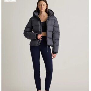 NWT QUINCE Responsible Down Cinch Waist Hooded Puffer Jacket Carbon Grey S